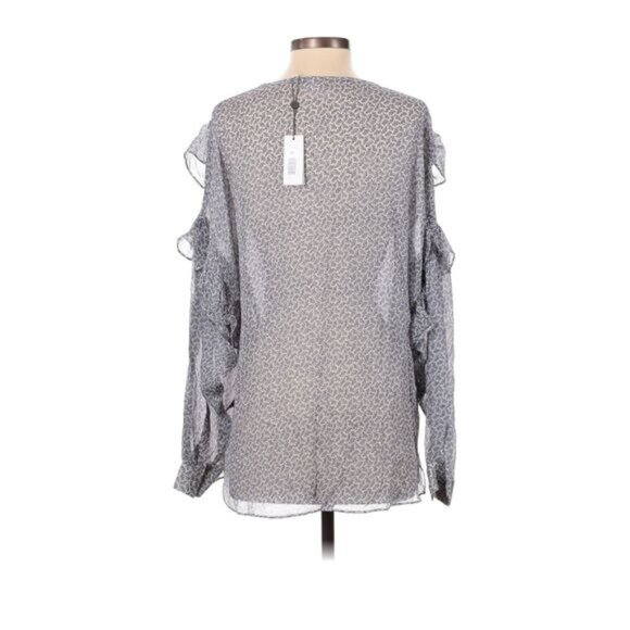 Adriano Goldschmied Womens Ruffle Sleeve Printed Blouse Small Silk/Viscose Soft - Picture 7 of 10